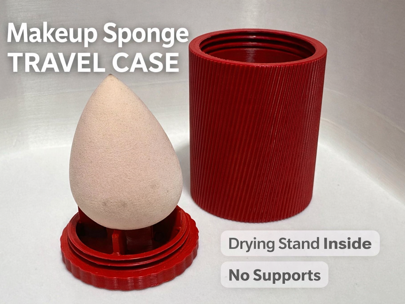 Makeup Sponge Travel Case with Drying Stand Lid