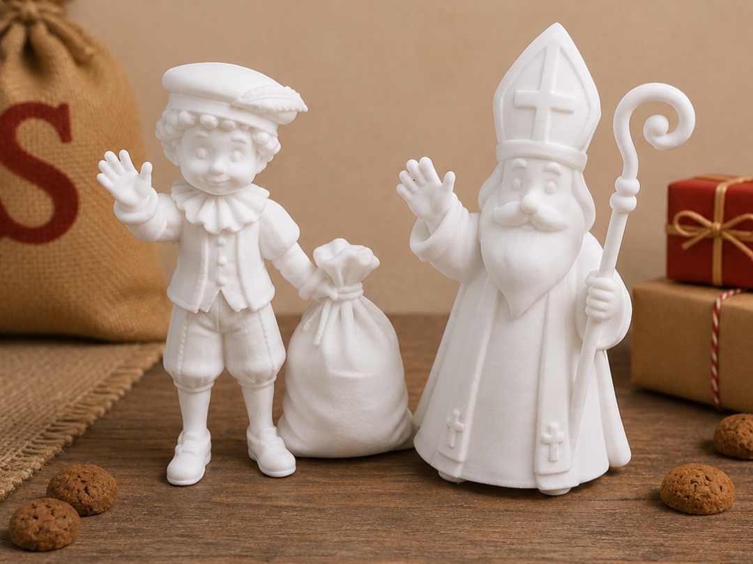 Sinterklaas & Piet wuivend, cartoon stijl - 1