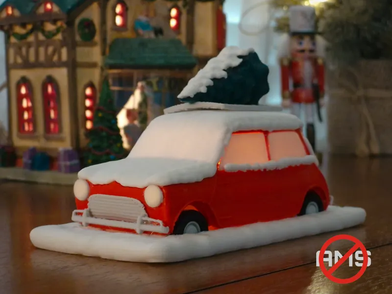 Light Up Snowy Mini Cooper - Christmas decor
