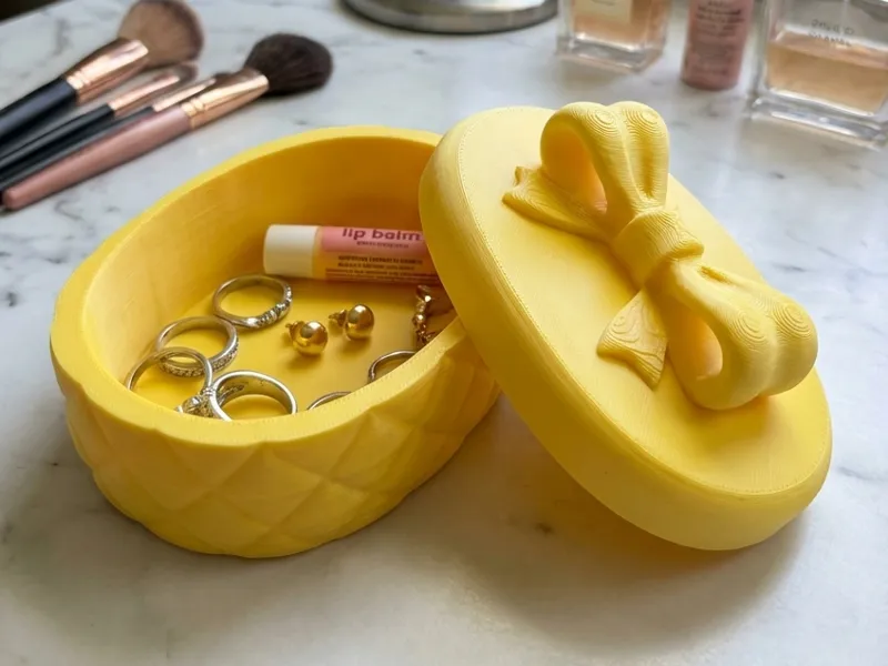 Quilted Bow Jewelry Box - Elegant Accessory Case