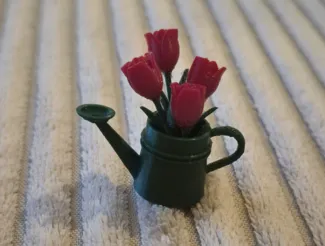 Miniature Watering can with Tulips