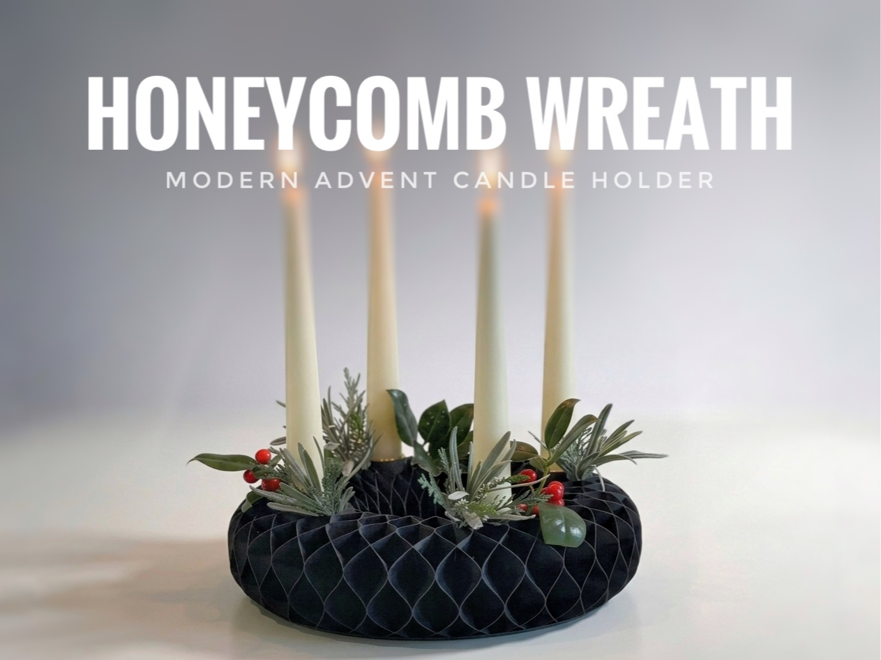 Christmas Advent Wreath - Faceted Honeycomb Paper - 1