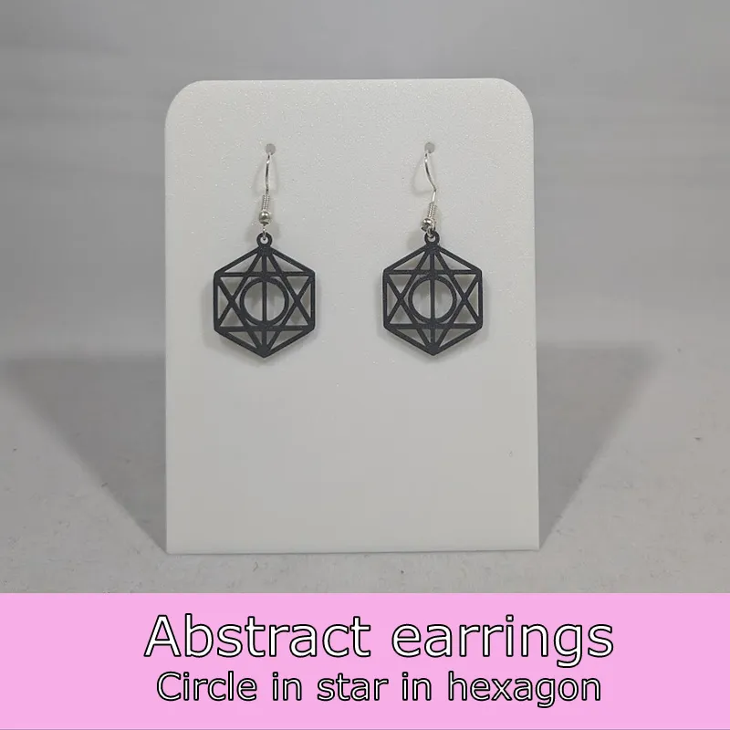 Abstract earrings - circle star hexagon view 2