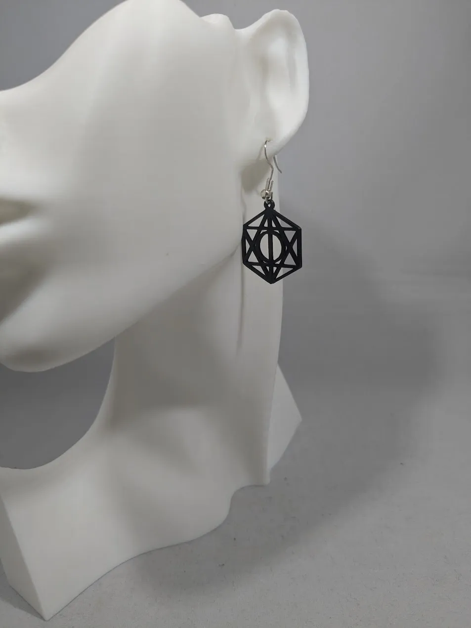 Abstract earrings - circle star hexagon view 3