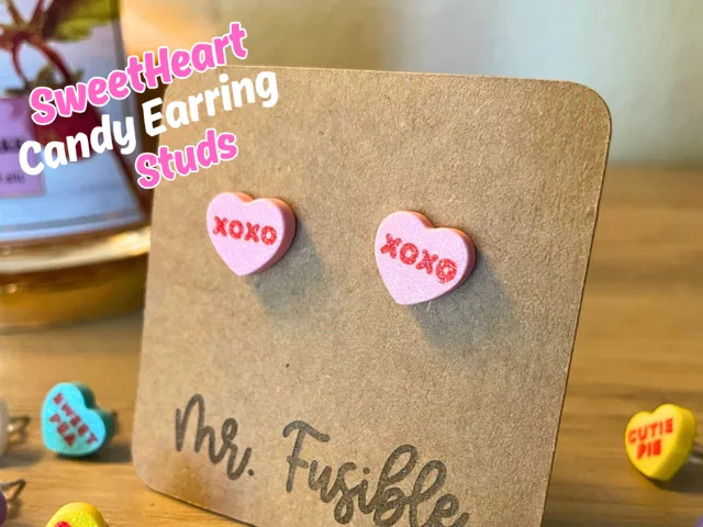 Valentines Sweetheart Candy Heart Earrings Studs