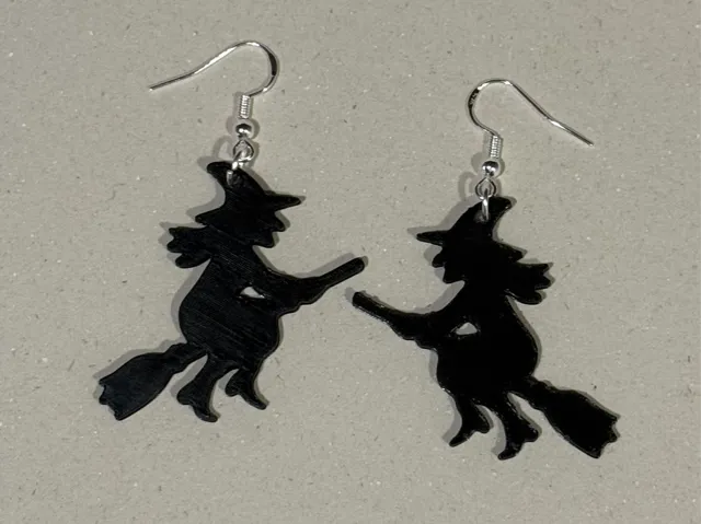 Halloween Flying Witch Earrings