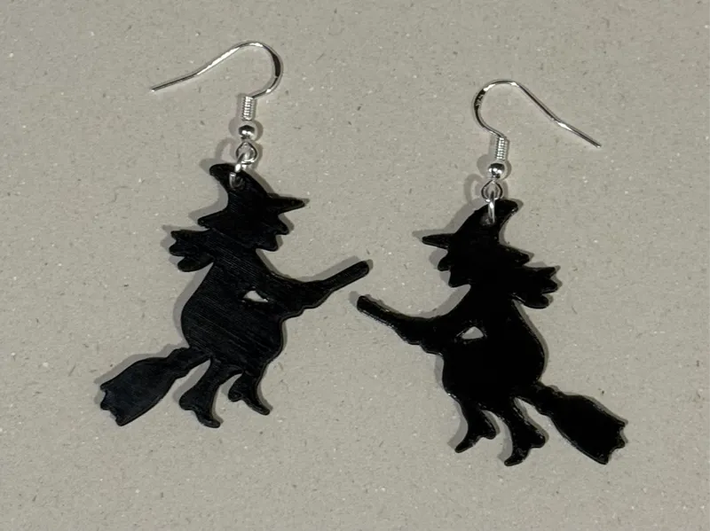 Halloween Flying Witch Earrings
