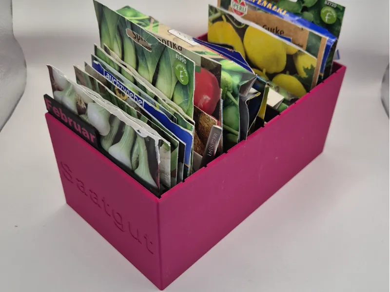 Samenbox / Saatgutbox mit flexiblen Trennreiter