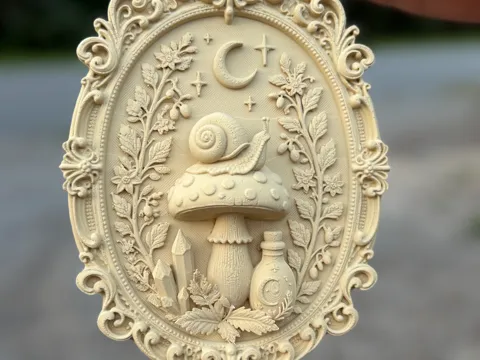 Marco decorativo: Snail on a Mushroom Frame — referencia de MakerWorld