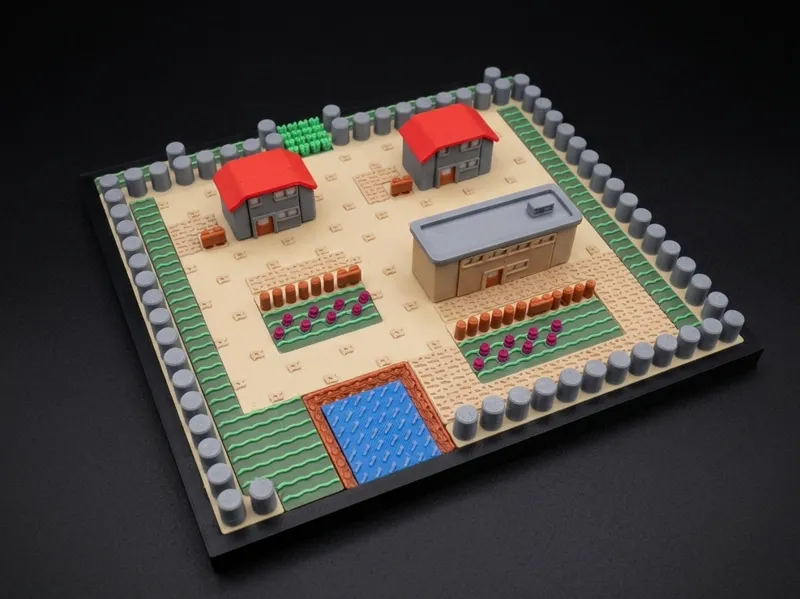 Pallet Town - 3D-Map - Pokemon - No AMS - Colored