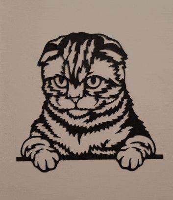 LINE ART CAT 2, WALL ART CAT, 2D ART CAT, LE CHAT