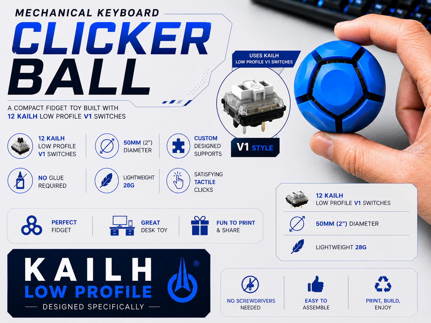 Mechanical Keyboard Clicker Ball - Kailh LP V1