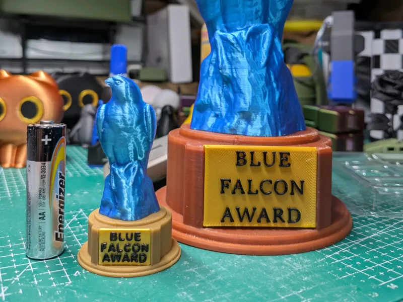 Pocket sized blue falcon award