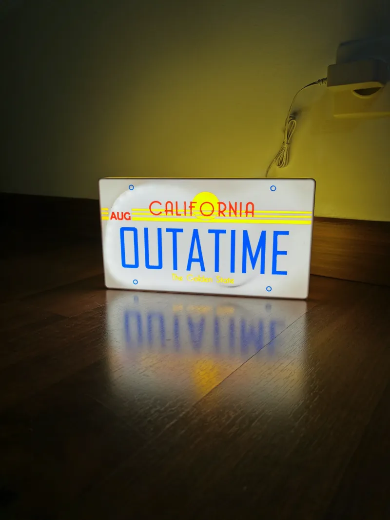 Back to the futur DeLoren licence plate led logo/lightbox - Lampe led Retour vers le futur 