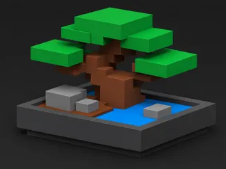 Minimalist Cubic Bonsai Tree (Minecraft Style)