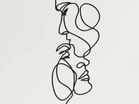 Linea dell’amore arte murale  2 volti innamorati