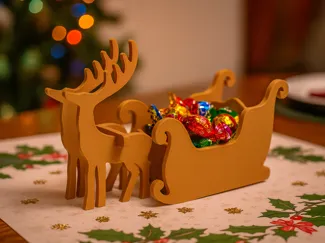 Christmas Reindeer & Sleigh Candy Holder