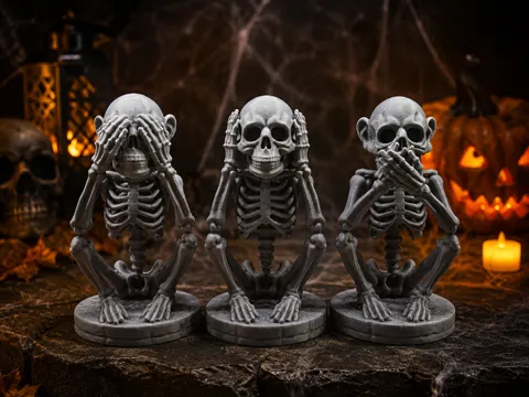 Adorno temático: No Evil – Skeleton Monkey Trio — referencia de MakerWorld