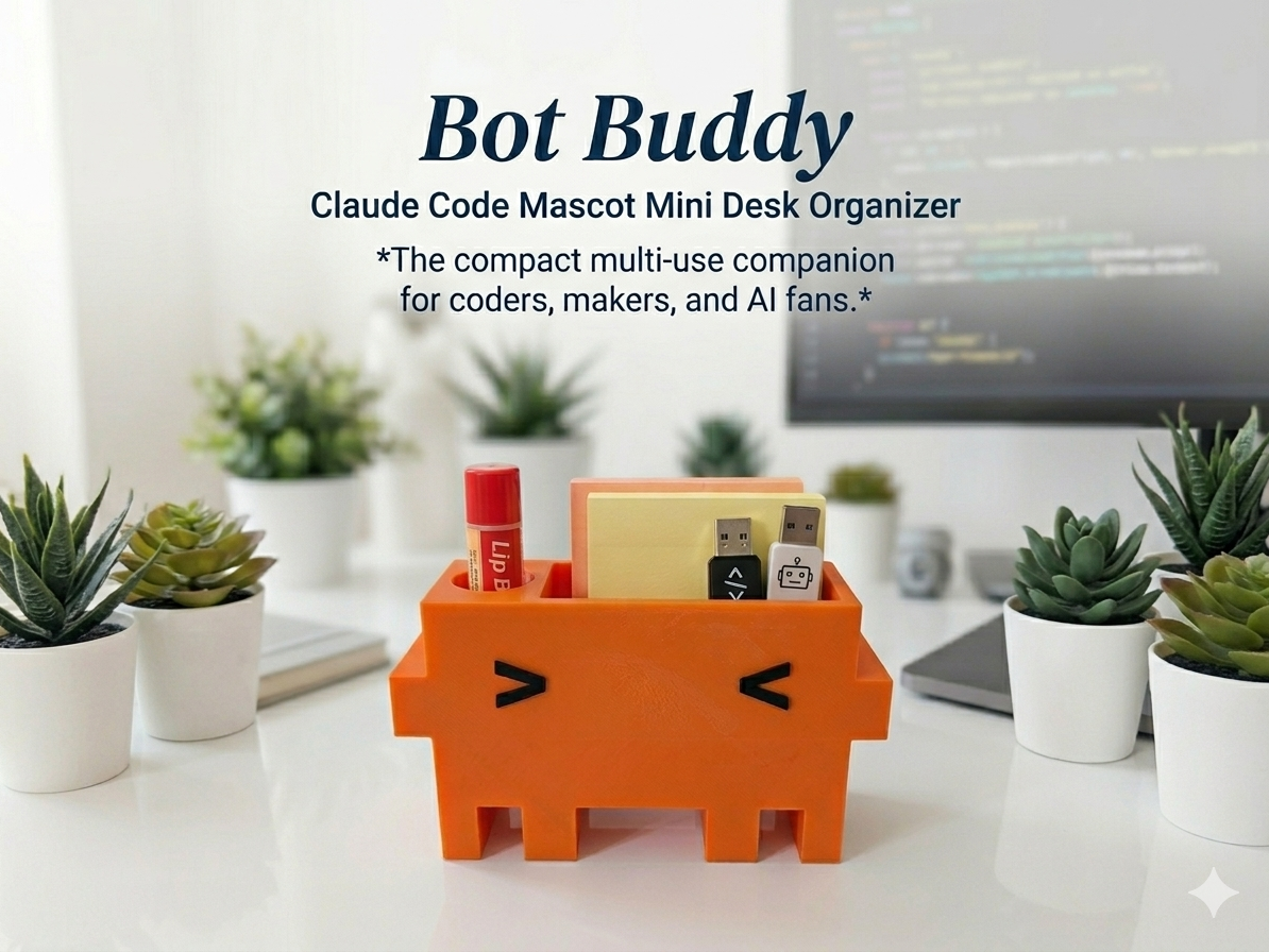 Bot Buddy: Claude Code Mascot Mini Desk Organizer