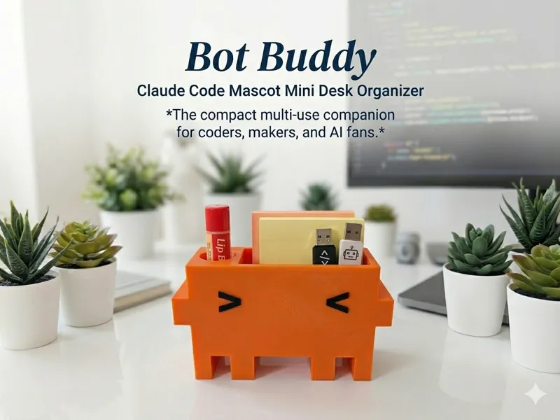 Bot Buddy: Claude Code Mascot Mini Desk Organizer