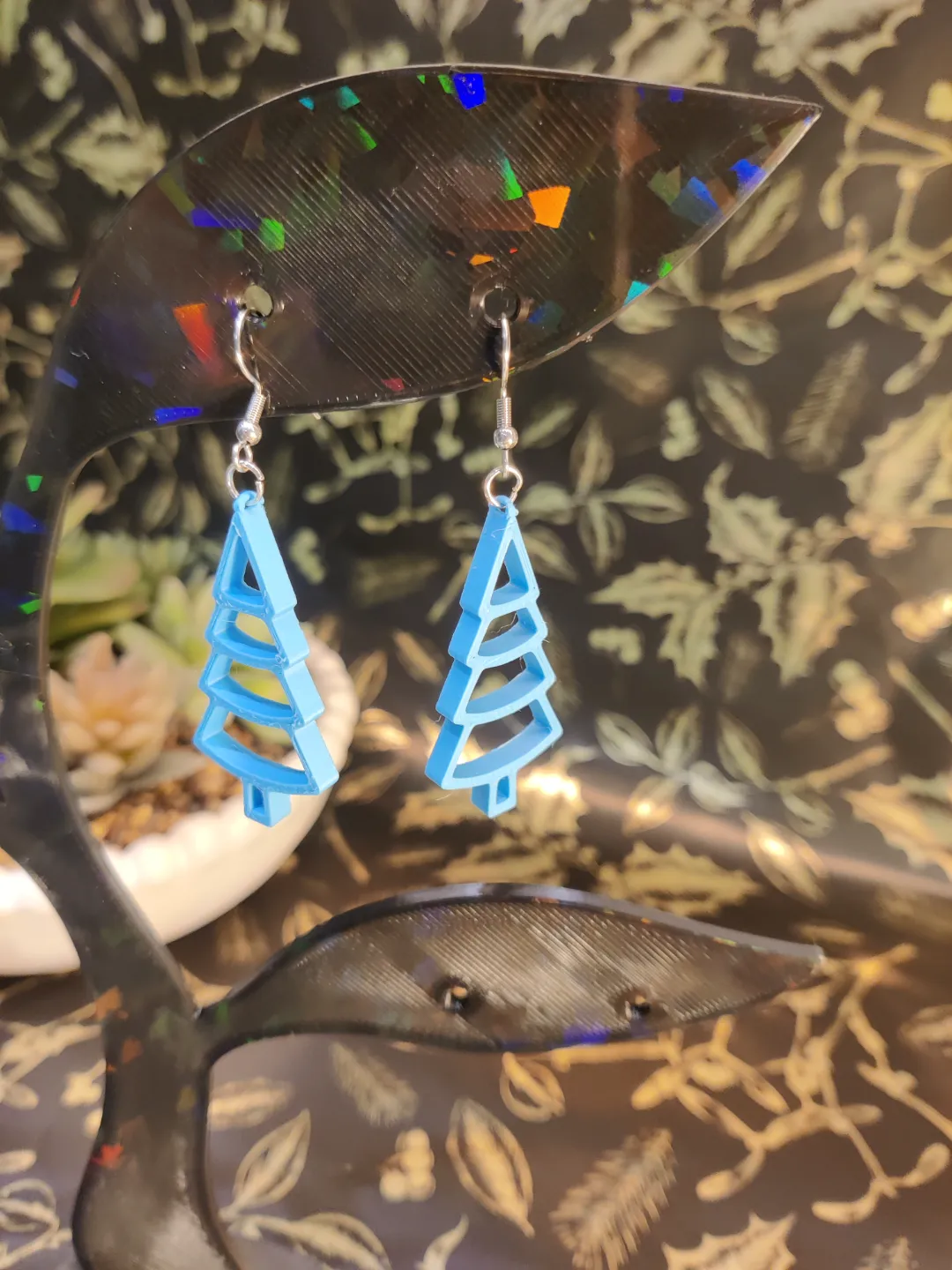 Christmas Tree Earrings, Simple design view 2