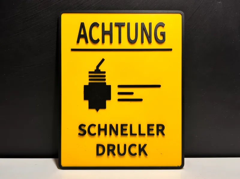 ACHTUNG - SCHNELLER DRUCK | Warnschild