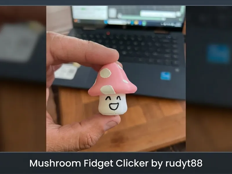 Toadstool mushroom fidget keychain clicker
