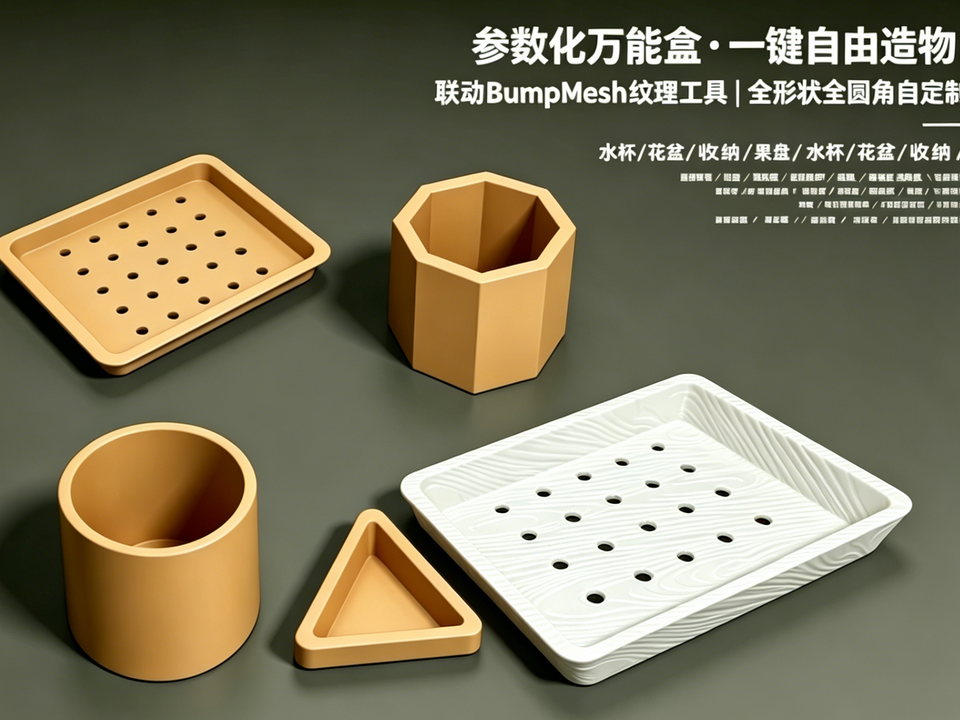 参数化自动生成开口盒子for BumpMesh.com by CNC kitchen
