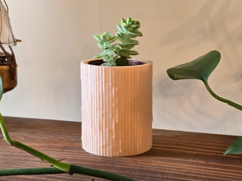 Succulent pot - with drainage | Bamboo texture