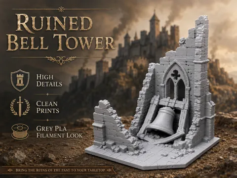 Escenografía en miniatura: Ruined Bell Tower - Tabletop Terrain — referencia de MakerWorld