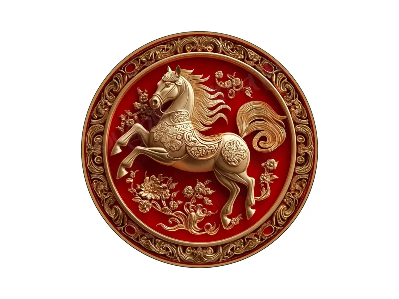 祥马献瑞双面浮雕马年福牌吊坠（分色版再途）