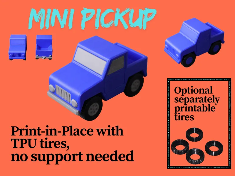 Mini Pickup – Print-in-Place mit TPU Reifen 