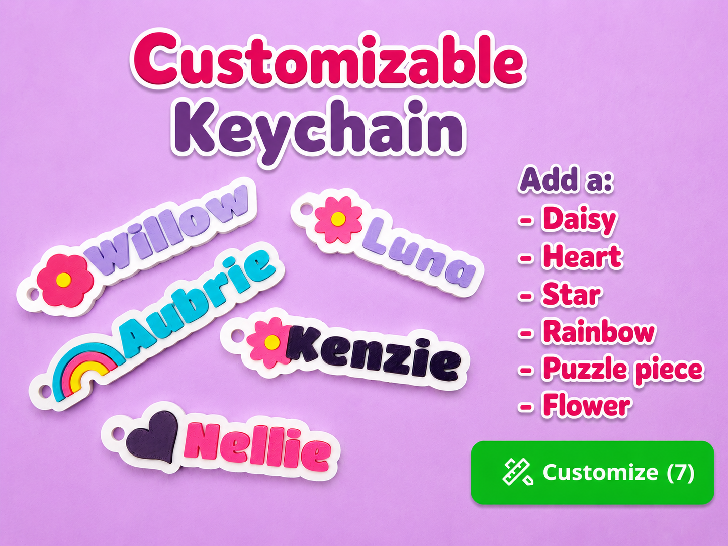 Customizable Girly Keychain