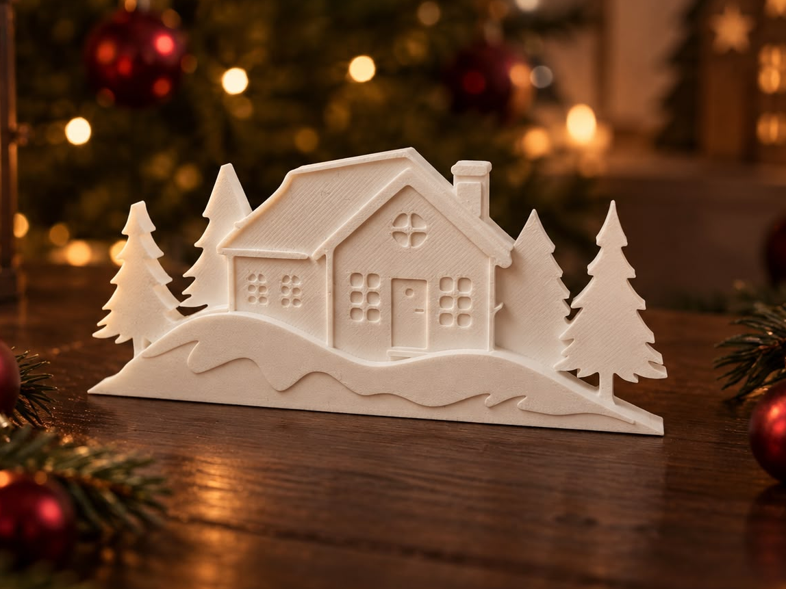 Christmas Decorative Houses with Fir Trees 3D model