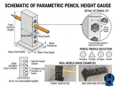 Parametric Pencil Height Gauge