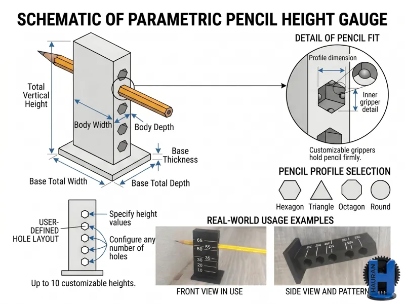 Parametric Pencil Height Gauge