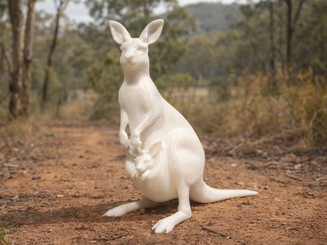 Kangaroo with a joey in her pouch - Animal
