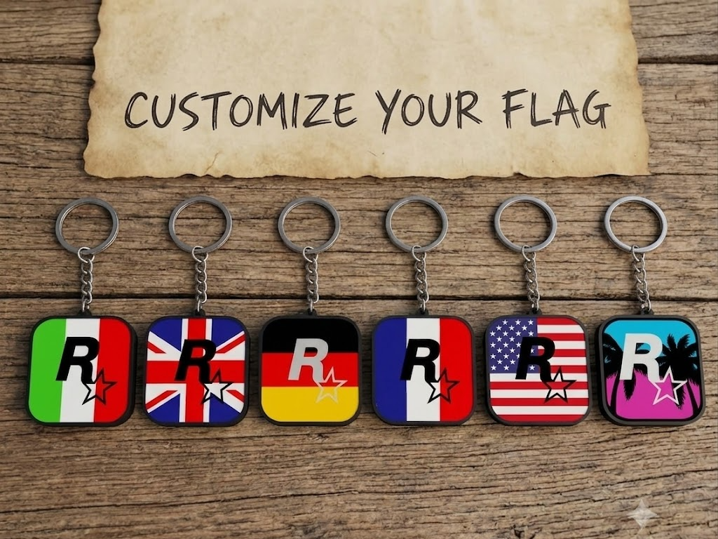 Rockstar Games Custom Flag Keychain