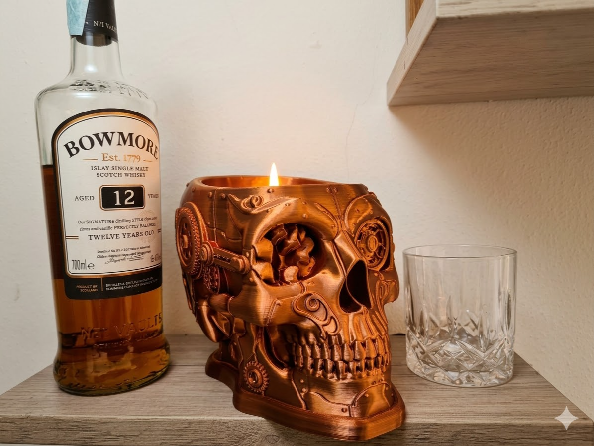 Steampunk Skull Dice Holder Planter Desk Organizer