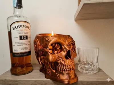 Steampunk Skull Dice Holder Planter Desk Organizer