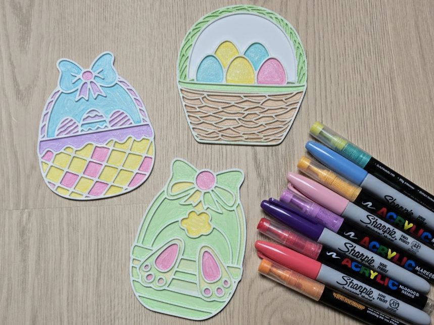 Easter Basket Eggs Coloring Craft Set