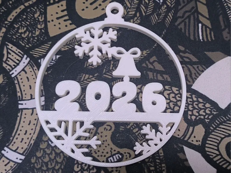 Christmas Ornament 2026 – Snowflake & Bell