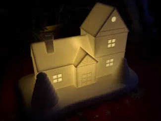 Tealight House with Base and 2 Trees