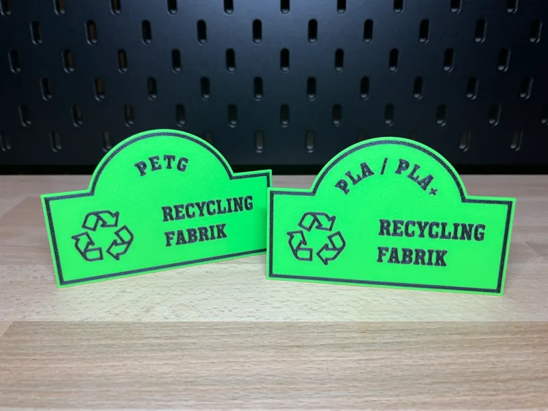 PLA/PETG Sortierschilder – Recycling statt Tonne