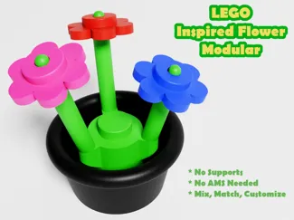 L E G O - Brick Style Flower Customizable