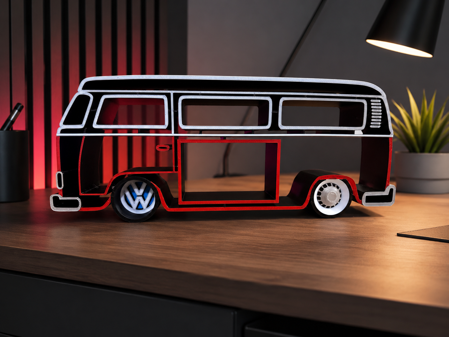VW Kombi Bay Window Inspired Silhouette Desk Decor - 1
