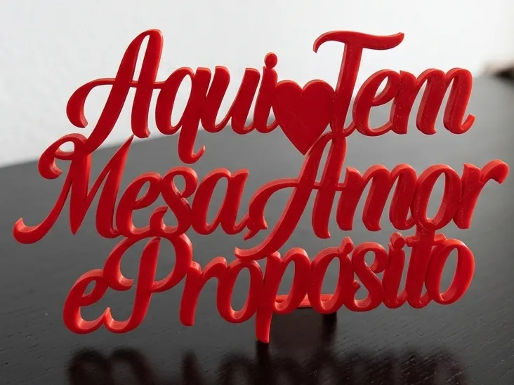 Placa Decorativa "Aqui Tem Mesa Amor Propósito"