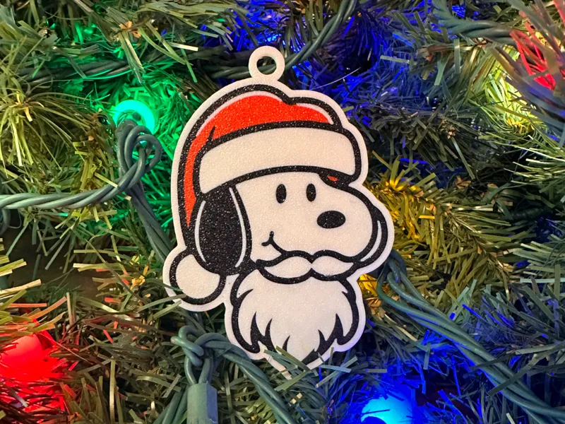Snoopy in Santa Hat and Beard Christmas Ornament