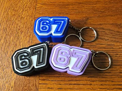 67 Varsity font six seven Clicker Keychain