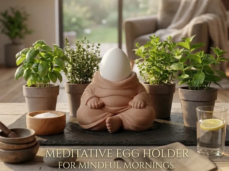 Chubby meditating monk egg cup holder - 4g support